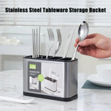 Stainless Steel Cutlery Bucket Durable Easy To Clean Organizer For Spoons Forks Knives Space Saving Kitchen Counter Storage