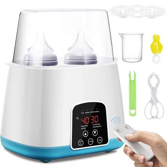 2-in-1 Double Baby Bottle Warmer & Steam Sterilizer with Digital Display and Remote Control