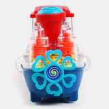 Transparent Gear Land Ship Toy – Interactive Light-Up Toy with Rotating Fish Lamp