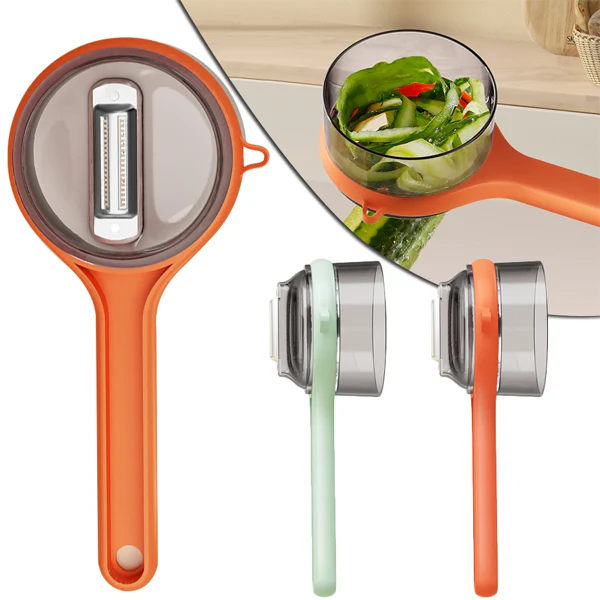 Multi‑Functional Vegetable & Fruit Peeler | With Integrated Storage Container | Easy Kitchen Tool - 7 inches (Random Colour)