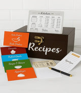 Wooden Recipe Box with 50 Cards (Black & Brown Random Color)