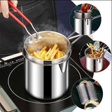 Stainless Steel Deep Fryer Pot With Strainer Basket Kitchen Cookware