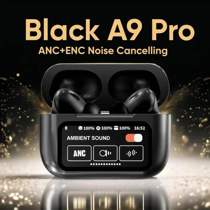 A9 Pro Wireless Earbuds with LED Display Case - Black