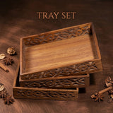 Wooden Cut Work Tray Set of 3