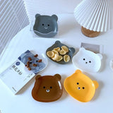 8Pcs Bear Shape Plate Set | Creative Food-Grade Plastic Plates With Stand | Random Colour
