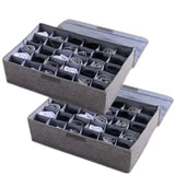 Storage Organizer with Lid | Foldable Drawer Divider | 24 Cells | Non-Woven Fabric | Random Colors