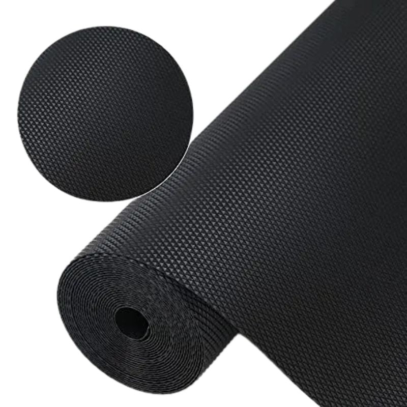 Anti-Slip Fridge & Shelf Mat | Waterproof Washable Liner for Kitchen Drawers Cabinets | Black