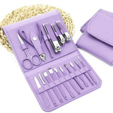 16 Pcs Stainless Steel Manicure & Pedicure Set | Travel Grooming Kit with Leather Case