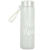 White Frosted Glass Water Bottle  |  Leak-Proof Insulated Bottle with Hello Master Decal Logo | 400ml