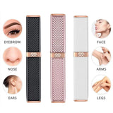 2-in-1 Flawless Facial Hair Remover & Eyebrow Trimmer | USB Rechargeable, Painless & Portable | Black