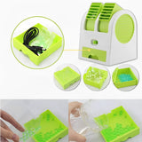 Portable Mini AC Air Cooler – USB & Battery Operated | Dual Blower with Ice Tray | Blade-less Cooling Fan for Home, Shop, Kitchen, Table & Outdoor Use