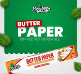 Prowrap Butter Paper – 9" x 14" Precut Sheets (30 Pcs) | High-Quality Waterproof & Grease-Resistant Food Wrap | Thicker Than Market Standard