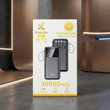 Premium 30000mAh Lithium Battery Power Bank – 22.5W Fast Charging & Built-in Cables