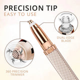 2-in-1 Flawless Facial Hair Remover & Eyebrow Trimmer | USB Rechargeable, Painless & Portable | Pink