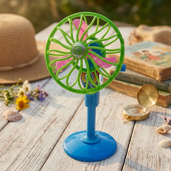 Manual Hand-Cranked Mini Fan Toy – Portable Battery-Free Cooling Fan for Kids Random Color