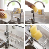 Stainless Steel Sink Faucet Organizer | Kitchen Sink Sponge Holder Rack | Kitchen Darin Rack & Soap Holder (Box Packing)
