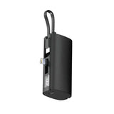 Aspor A351 Mini Power Bank 5000 Mah Portable Mobile Phone Charger Lithium Battery Power Bank | iPhone & Type-C Compatible | Flexible Cable | Digital Display | Built-in Mobile Stand