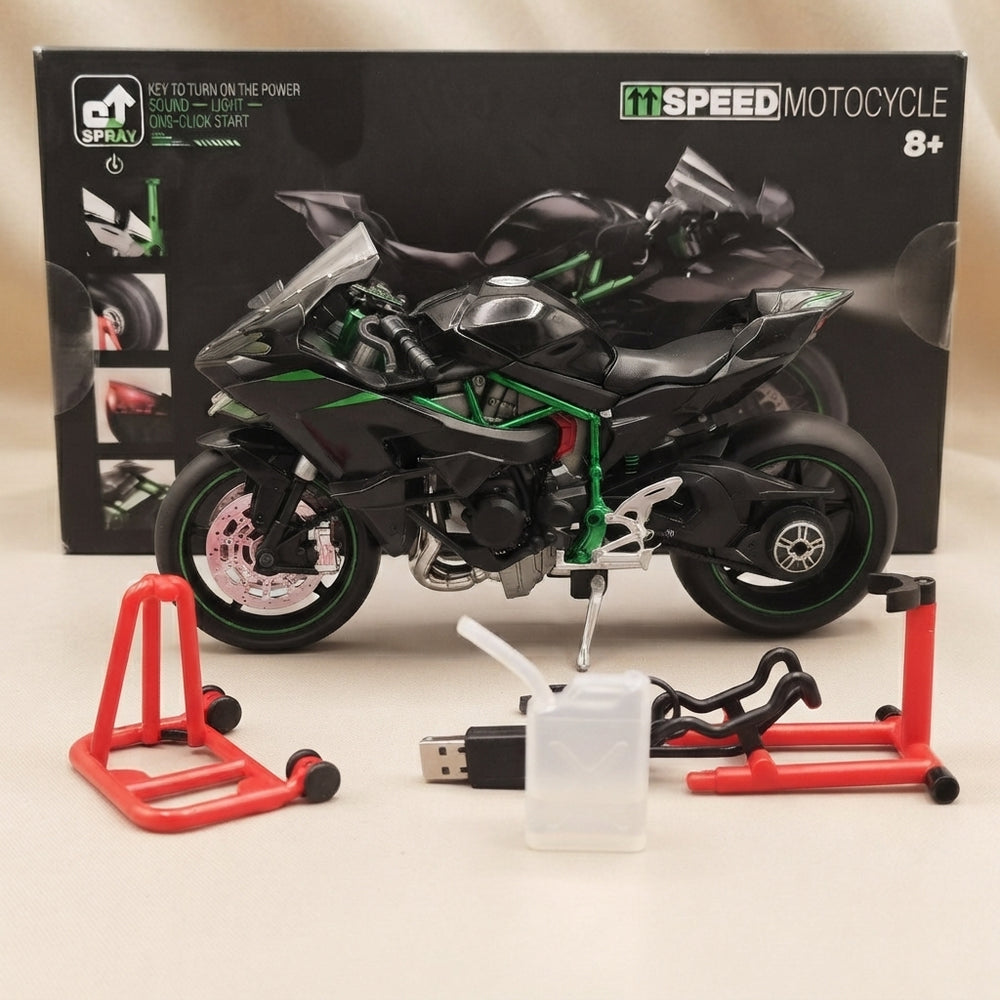 Diecast Kawasaki Ninja H2R 1:6 Scale High Speed Remote Control Motorcycle With Spray And Light Effects