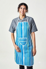 12 Pcs Classic Professional Parachute Cloth Kitchen Apron with Pocket & Contrast Piping (23" x 35") | Random Color