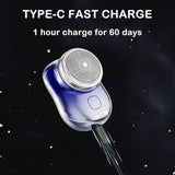 Mini Electric Razor for Men | Portable USB Rechargeable Shaver | Compact Travel Beard Trimmer with One-Touch Use