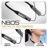 HOTTU NB05 Metalix Wireless Neckband – Bluetooth 5.3, 40H Playtime & Hi-Fi Sound