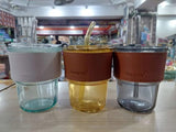 Reusable Coffee Mug with Straw – Leakproof Lid & Heat-Resistant PU Leather Sleeve for Hot & Cold Drinks (300ml)