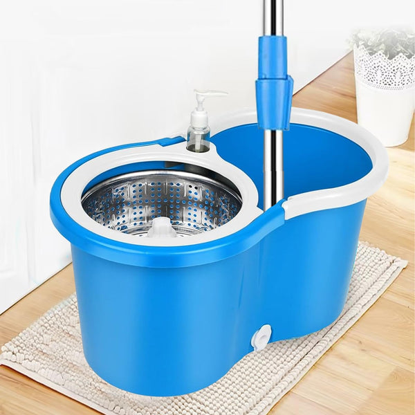 360 Degree Rotating Spin Mop with Stainless Steel Bucket | 360 Degree Rotating Microfiber Mop Head | Home & Office Floor Cleaning Tool
