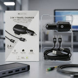 iEssentials 3-in-1 Travel Charger (Wall + Car) with USB-C & Micro-USB Cable