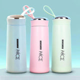 BPA Free Glass Water Bottle | 400ml Portable Tumbler | With Protective Plastic Shell | For School, Gym, Home & Office (Random colour)