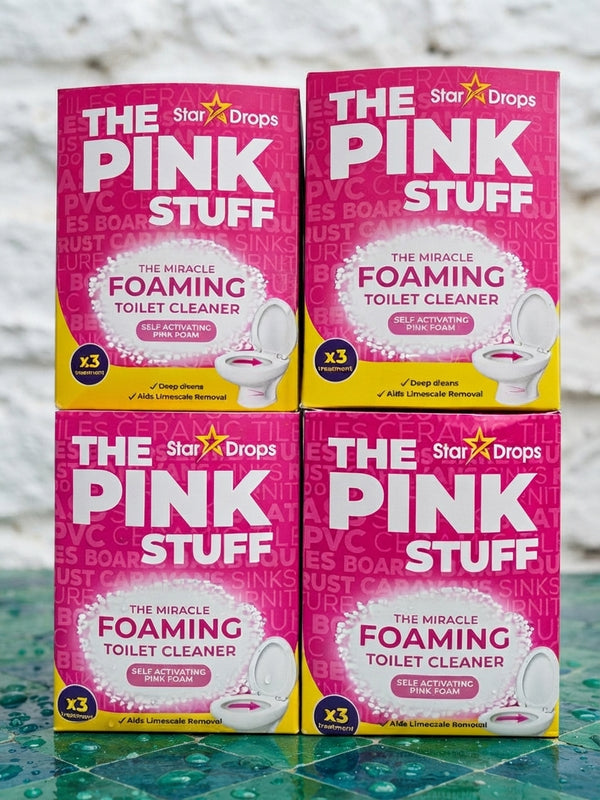 The Pink Stuff Foaming Toilet Cleaner Sachet Bathroom Cleaning Powder - (Pack of 6) 50g Each