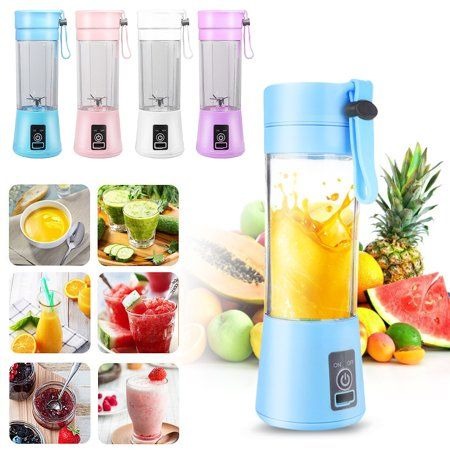 6 Blade Mini Portable USB Juicer Blender Compact Cordless Fruit Mixing Cup And Smoothies Maker - 380ML Capacity (Random Color)