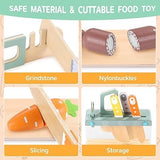 Wooden Kids Play Kitchen Set with Toy Utensils & Velcro Food – Montessori Pretend Cooking Playset