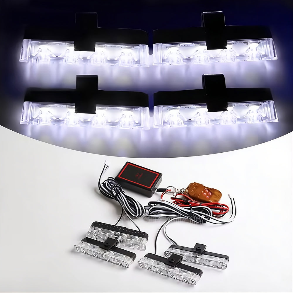 Remote Control Flasher For Bikes & Cars Car Grill Flasher 4 Pcs 16 leds