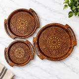 Wooden Carving Plate Bring rustic elegance and artisanal charm to your home with the Wooden Carving Plate Set of 3.