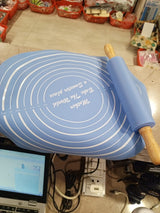 Silicone Dough Mat With Rolling Pin Set | Extra Thick Non-Slip Baking Mat For Pizza & Bread | Random Color