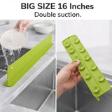16-Inch Sink Splash Guard – Green Double-Suction Water Barrier