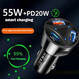 55W Dual USB Car Charger – Fast QC 3.0 + PD Type C (Box Pack)