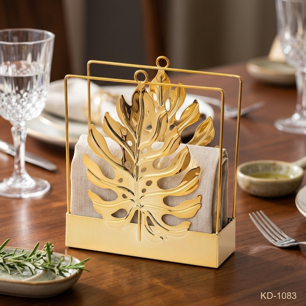Gold Leaf Design Napkin Holder KD-1083