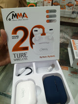 MMA 20 Hour Ultra-Bass True Wireless Earbuds Waterproof - 1 Box Includes 2 Earbuds| Random Color