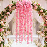Artificial Cherry Blossom Bail Garland with Battery LED String Lights - 10Ft (Warm Lights)
