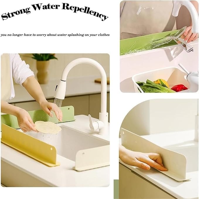 Silicone Sink Splash Guard – Anti-Spill Faucet Stopper, Flexible Oil-Proof Water Baffle Plate with Strong Suction Cups-Random Colour