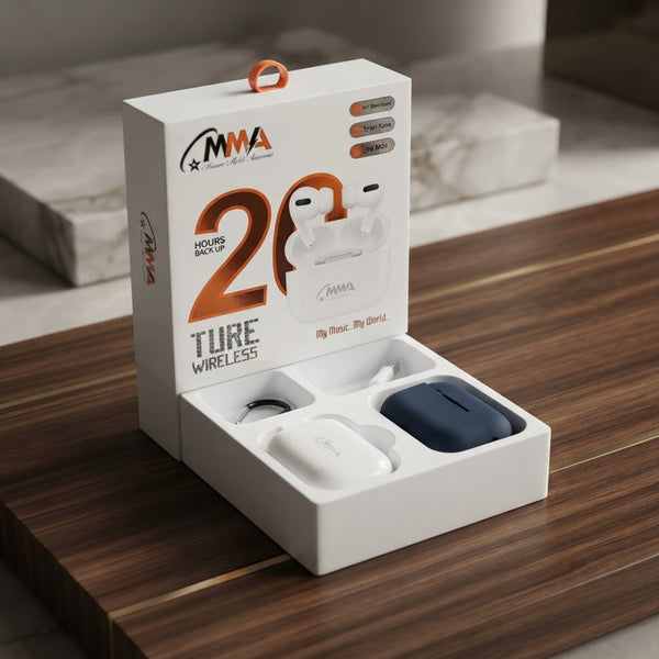 MMA 20 Hour Ultra-Bass True Wireless Earbuds Waterproof - 1 Box Includes 2 Earbuds| Random Color