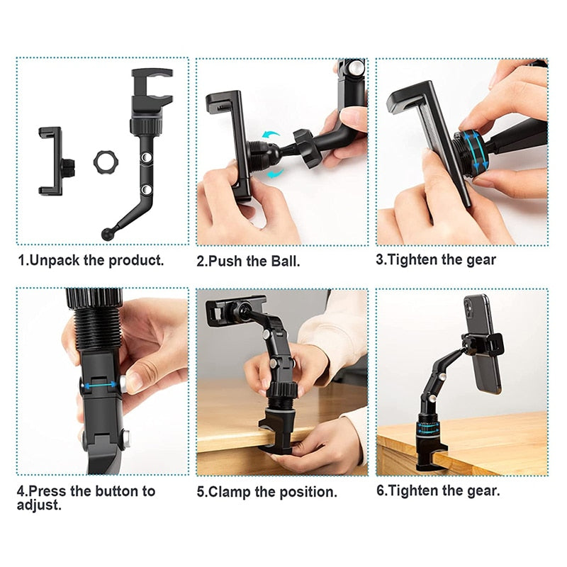 360° Rearview Mirror Car Phone Holder