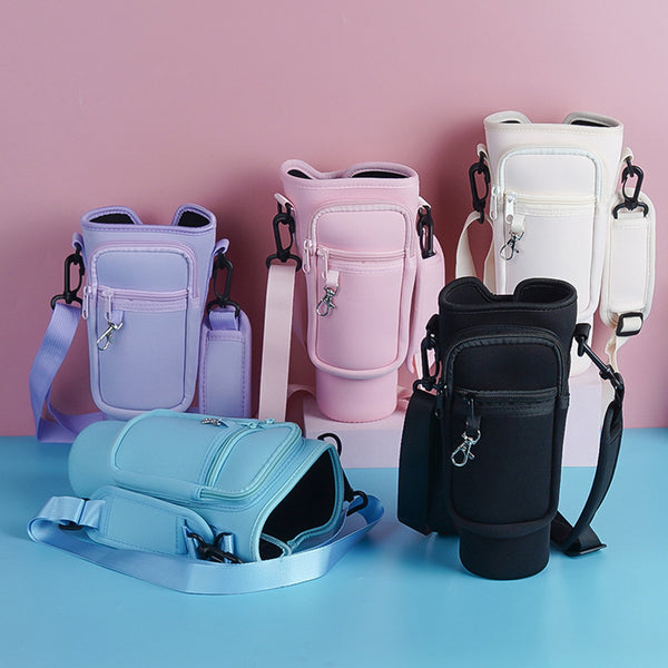 Water Bottle Carrier Bag with Phone Pocket for Stanley Quencher Cup with Handle Water Bottle Holder Pouch - For 1200 ML Bottle