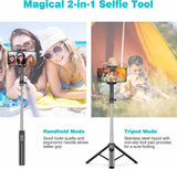 R1S Premium 3-in-1 Extendable Selfie Stick Tripod with Wireless Bluetooth Remote – Portable Phone Stand for TikTok, Vlogging, Live Streaming & Group Selfies | Universal iPhone & Android Holder