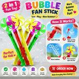 2 In 1 Bubble Fan Stick Fun Outdoor Toy For Kids Colorful Bubble Play With Cooling Fan Function