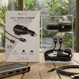 iEssentials 3-in-1 Travel Charger (Wall + Car) with USB-C & Micro-USB Cable