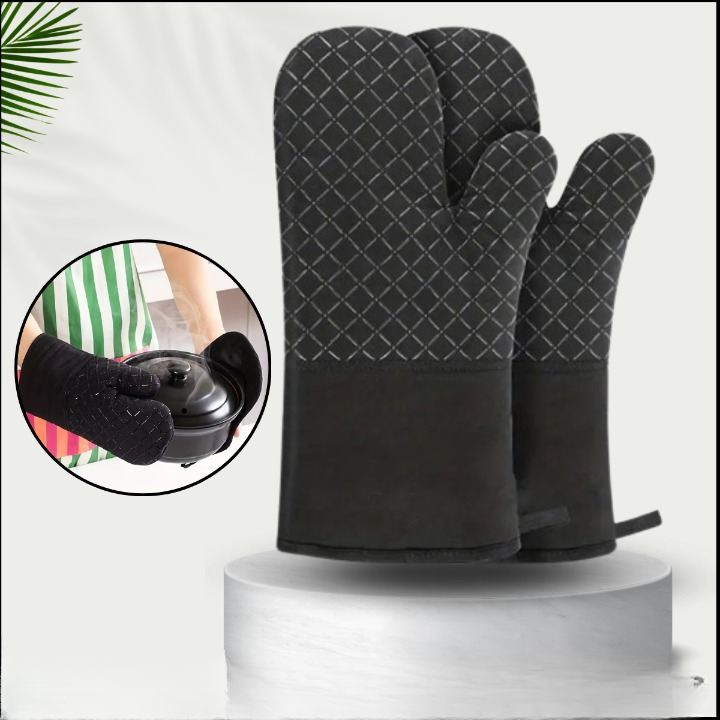 Hot mitt Gloves From heat While Cooking Baking Grilling and Handling hot Cookware (Random Color)