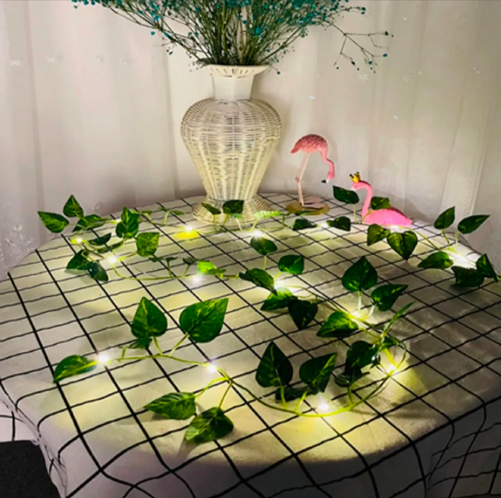 7 feet Artificial Money Plant Leaf with 10 feet LED String Lights for Home Decoration