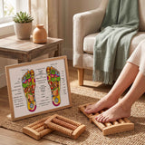 Traditional Wooden Roller Foot Massager Durable Natural Wood Design For Relaxation Stress Relief And Improved Blood Circulation wooden material
